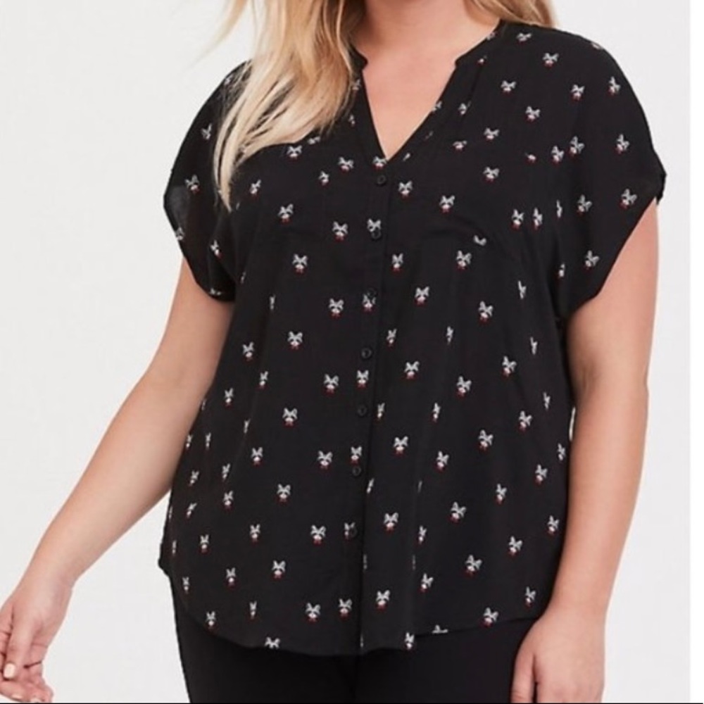 Torrid Black Raccoon Print Dolman Challis Blouse